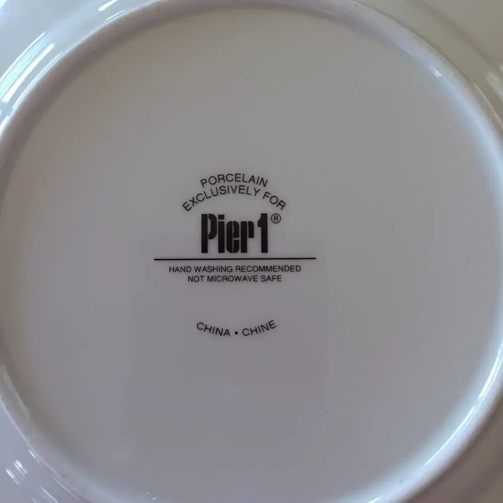 Vintage 1990s Pier 1 Martini Glass Appetizer Plates Set of 9 EUC Porcelain Retro
